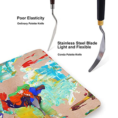 Palette Knife Painting Stainless Steel Spatula Palette Knife Oil Paint Metal Knives Wood Handle (5 Count)