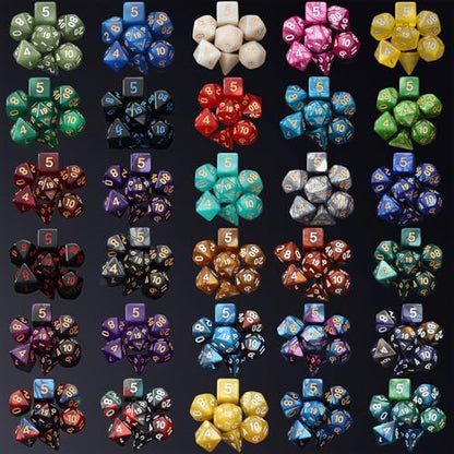 30 Set DND Polyhedral Dice with Storage Pouch (210 Count)