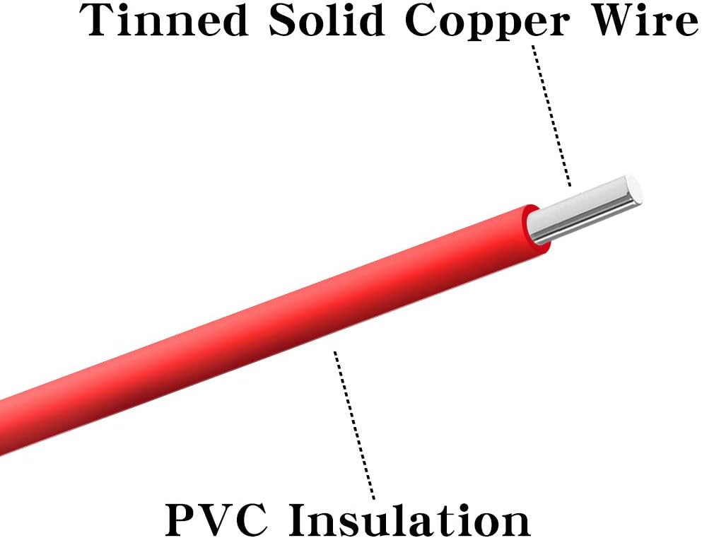 BNTECHGO 22 Gauge PVC 1007 Solid Electric Wire Blue 100 ft 22 AWG 1007 Hook Up Tinned Copper Wire