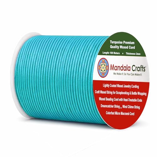 2mm Turquoise Waxed Cord (327 Foot)
