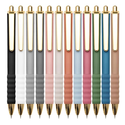 Ballpoint Pens Black Medium Point 1mm Pen with Super Soft Grip Ball Point Pen for Men Women Retractable Pens (12 Count)