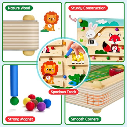 Magnetic Maze 2 in 1 Double Side Color and Number Maze Alphabet Puzzle Board for 3