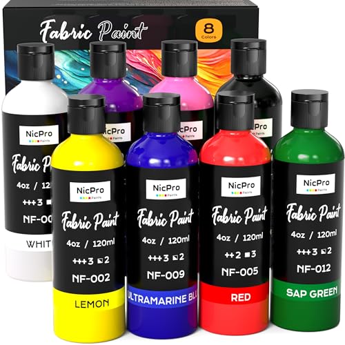 8 Colors Permanent Fabric Paint (32 Fl Oz)