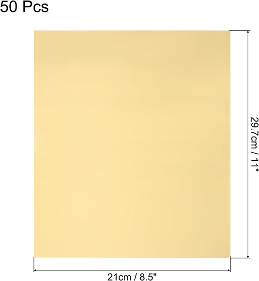 MECCANIXITY 50 Pack Toner Reactive Foil ,Deco Foil Transfer Sheets 8.5"x11" A4 Hot Foil Paper for Laser Printer Scrapbooking Heat Transfer DIY Craft,Matte Gold