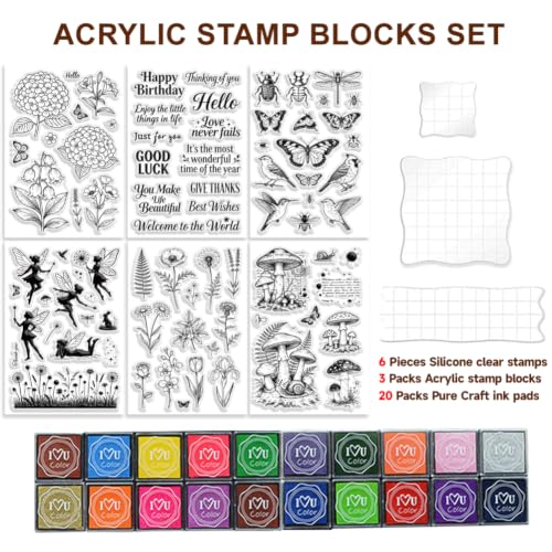 6Pcs Flower Clear Stamps for Card Making