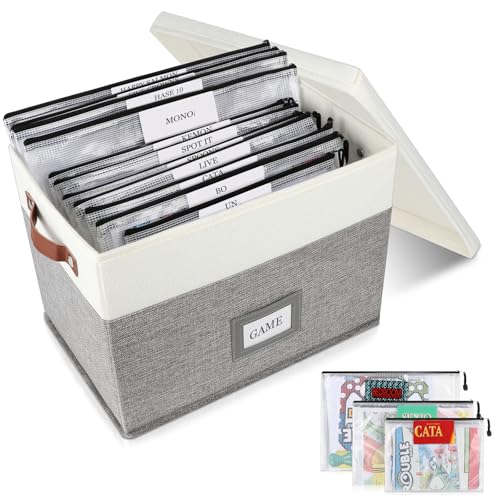 Board Game Organizer with 12pcs Zipper Bags and Writable Stickers