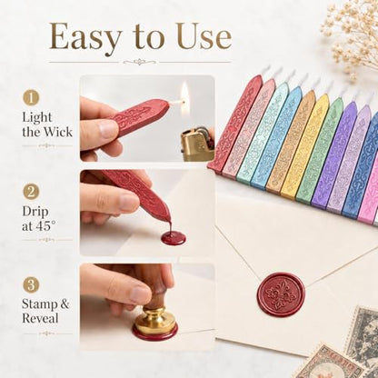 12 Pack Pattern Wick Sealing Wax Sticks for Wax Seal Stamp
