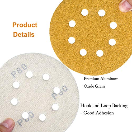 5-Inch 8-Hole Hook and Loop Sanding Discs 80-Grit, 100-Pack (100 Count)