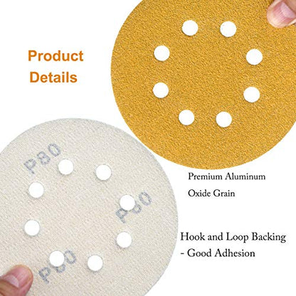 5-Inch 8-Hole Hook and Loop Sanding Discs 80-Grit, 100-Pack (100 Count)