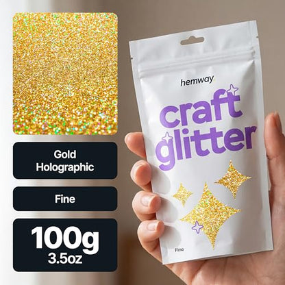 Craft Glitter Gold Holographic 100g Fine Glitter (3.5 Ounce)