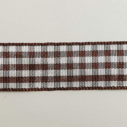 Brown and White Gingham Ribbon Buffillo Gingham Ribbon 25 Yards Each Roll 100% Polyester (75 Foot)