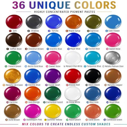 36 Colors Epoxy Resin Pigment Paste Set