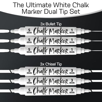 6 White Chalk Markers