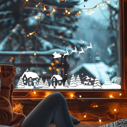 Christmas Window Stencils for Glass 58.5" Window Snow Spray Stencils (6 Count)