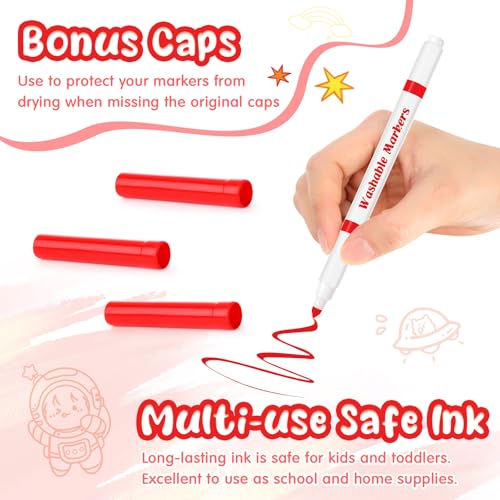 18 Pcs Line Washable Markers Red Fine Tip Markers for Kid