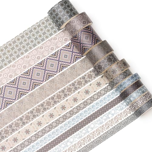 12 Rolls Exotic Charm Washi Tape Set Floral Arts Adhesive Tapes Geometric Garden Decorative Masking Tape Sets for Craft (72 Foot)