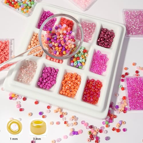 11200pcs Glass Seed Beads for DIY Crafting Bracelet Necklace Embroidery Jewelry Making Supplies (11200 Count)