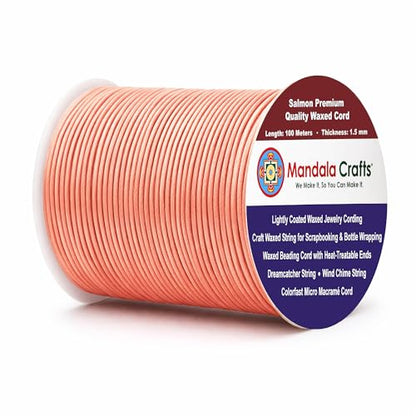 1.5mm Salmon Waxed Cord