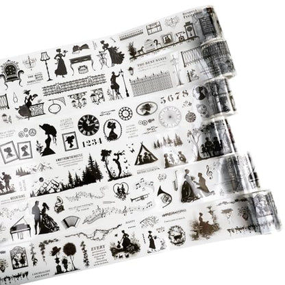 Vintage Silhouette PET Tape Set with Clip (6 Count)