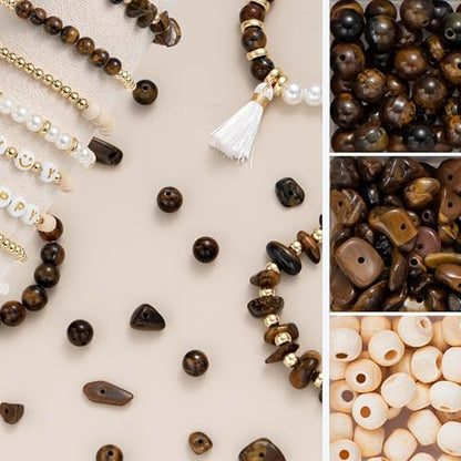 Jewelry Making Supplies Kit Natural Stone Beads for Irregular Natural Stone with for DIY Craft Bracelet Necklace Earrings for Adults