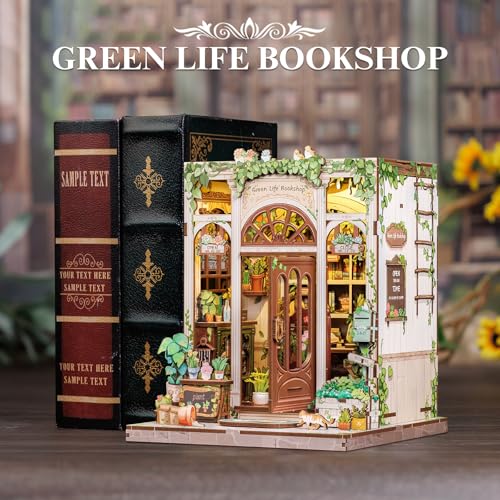 Book Nook Kit Miniature House Green Life's Bookshop