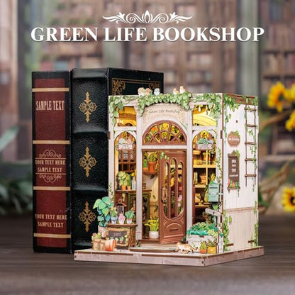 Book Nook Kit Miniature House Green Life's Bookshop