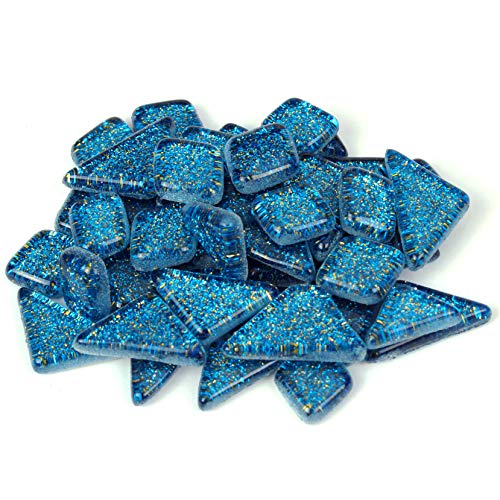 Dark Blue Glitter Mosaic Tile Pieces