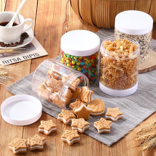 12 Pack 16 oz Plastic Container Jars with Lids Round Clear Travel Cosmetic Container Slime Jars for Toiletries (12 Count)
