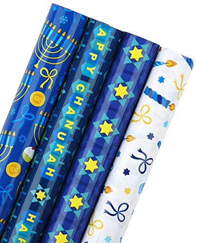 30 Inch Hanukkah Wrapping Paper Roll (100 Sq Ft)