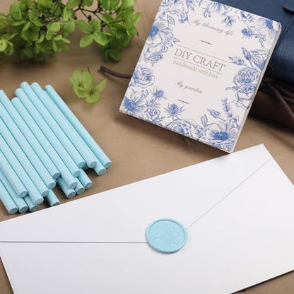 Sky Blue Wax Sealing Sticks 26pcs Mini Wax Seal Sticks Wax Sticks for Wedding Invitations Letter Envelope Cards Crafts Christmas Package Decoration