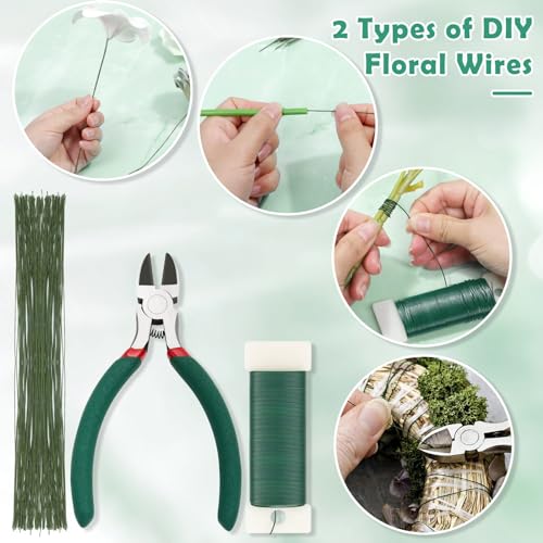 Floral Tape and Floral Wire Arrangement Tool Kit with Green Tape