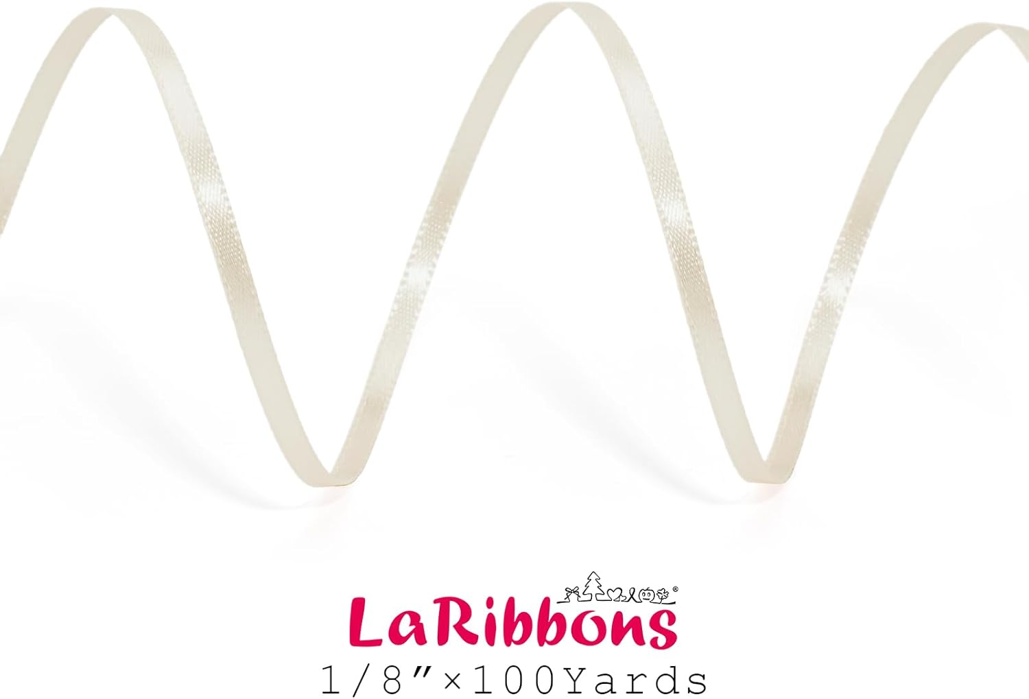 LaRibbons Nude Satin Ribbon 1/8 Inch 100 Yards Thin Luxury Double Faced Ivory Silk Ribbon for Flower Bouquet Crafts Gift Wrapping Wedding Bow Christmas Decoration - Crafty Corner
