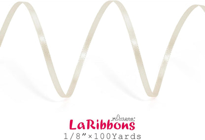 LaRibbons Nude Satin Ribbon 1/8 Inch 100 Yards Thin Luxury Double Faced Ivory Silk Ribbon for Flower Bouquet Crafts Gift Wrapping Wedding Bow Christmas Decoration - Crafty Corner