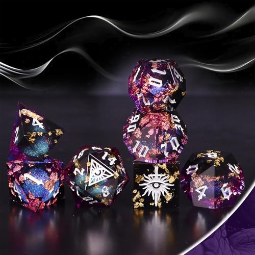 Black Eye of Mystery Liquid Core DND Dice Set (7 Count)