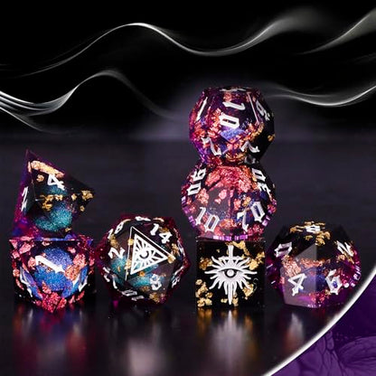 Black Eye of Mystery Liquid Core DND Dice Set (7 Count)