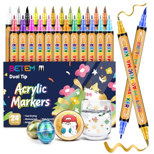 24 Metallic Paint Markers for Glass (24 Count)