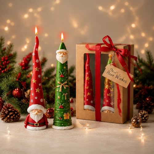 2 PCS 3D Santa Claus Silicone Pillar Candle Molds (2 Count)