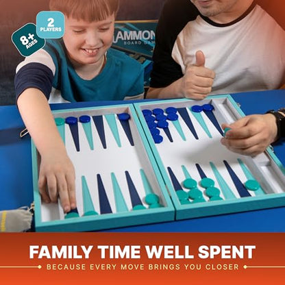 Large Turquoise Backgammon Set for Adults