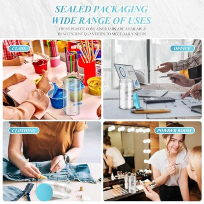 12 Pack 32 oz Plastic Container Jars with Lids Round Clear Travel Cosmetic Container Slime Jars for Toiletries (12 Count)
