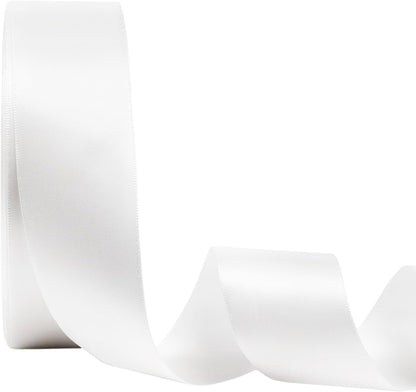 LaRibbons 1 1/2 Inch 50 Yard Double Faced Satin Ribbon,White Satin Craft Fabric Ribbon for Gift Wrapping Floral Bouquets Wedding Party Decoration - Crafty Corner