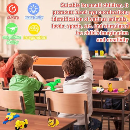 130Pcs Animal Erasers Kids Desk Pets Pencil Erasers 3D Puzzle Bulk Mini Animal Food Eraser Toys Fun Cute Eraser for Classroom Rewards (130 Count)