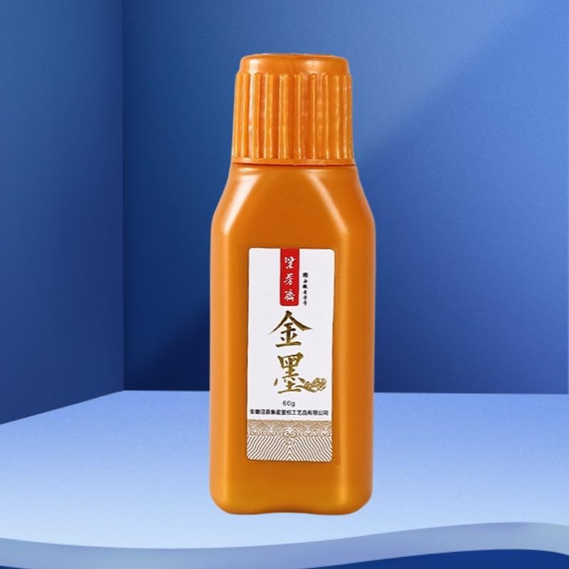 Gold Sumi Ink 60ml, Gold Chinese Calligraphy Ink, Brush and Calligraphy Practice Ink,Liquid Golden Carbon Ink, Manga Ink (2.03oz, Gold) - Crafty Corner