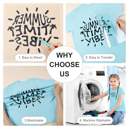 Black HTV Heat Transfer Vinyl Bundle (10 Count)
