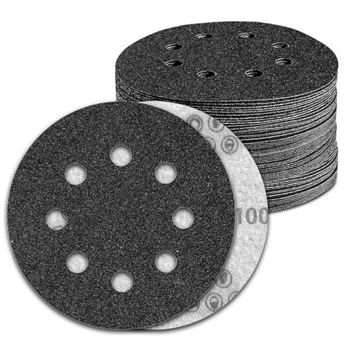 100 Pcs 5 inch Wet Dry Sanding Discs Grit 100 Hook and Loop 8 Hole Silicon Carbide Orbital Sander Sandpaper (100 Count)