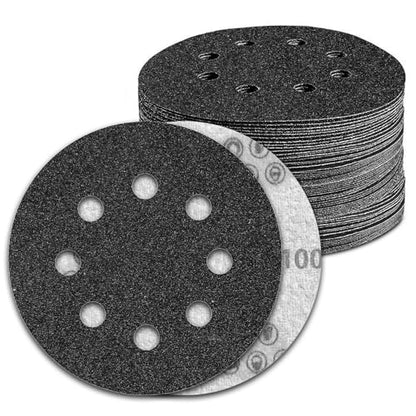 100 Pcs 5 inch Wet Dry Sanding Discs Grit 100 Hook and Loop 8 Hole Silicon Carbide Orbital Sander Sandpaper (100 Count)