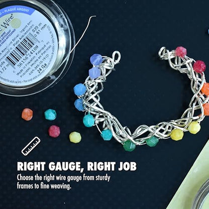 20 Gauge Silver Plated Tarnish Resistant Colored Copper Craft Wire
