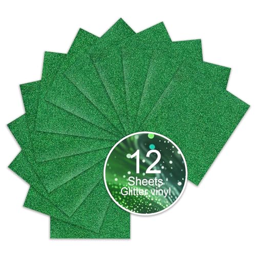 Green Glitter HTV Sparkly Heat Transfer Vinyl (12 Count)