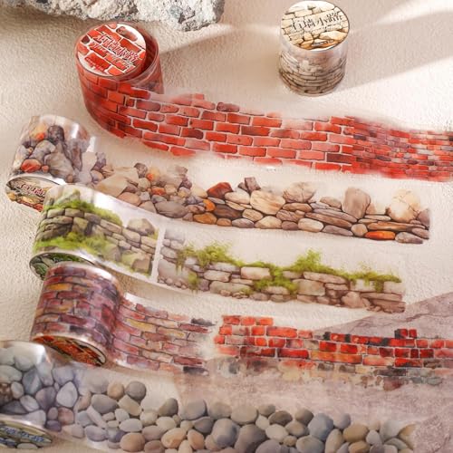 6 Rolls PET Washi Tape Stickers for Junk Journal Supplies