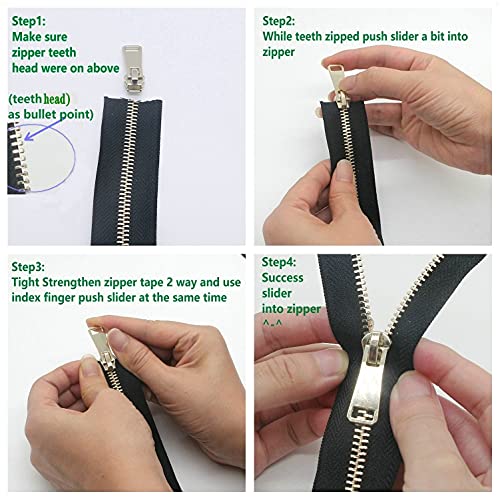 5 Metal Zippers by The Yard Bulk 2 Yards Black Tape with 10 pcs Sliders Black Nickel Teeth Handmade Zipper for Sewing Craft Bag Backpack