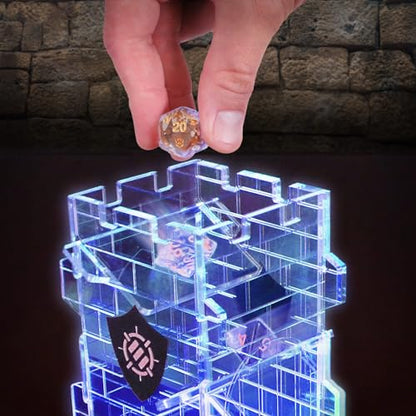 Tabletop LED Dice Tower with 7pc Dice Set for RPG Games (7 Count)
